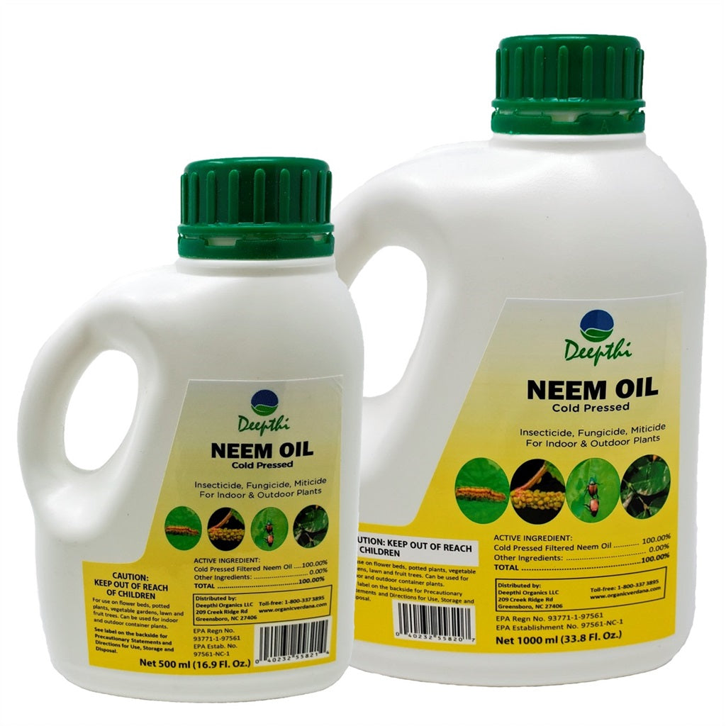 Deepthi Neem Oil Cold Pressed for Plants – Natural Pesticide Insecticide Neem Spray for Indoor Outdoor Plants – Kills Caterpillars, Aphids, Beetles, Mites in Garden – Controls Mildew